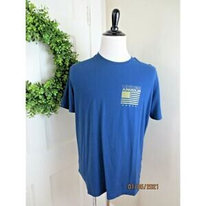 Under Armour UA American Flag Logo Mens HeatGear® Cotton Blue T-Shirt Medium